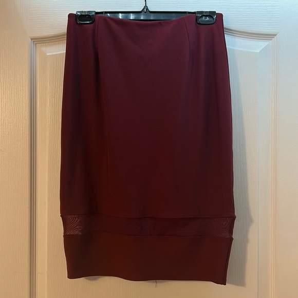 Red REVAMPED Short Pencil Skirt with Mesh Detail - Picture 1 of 6